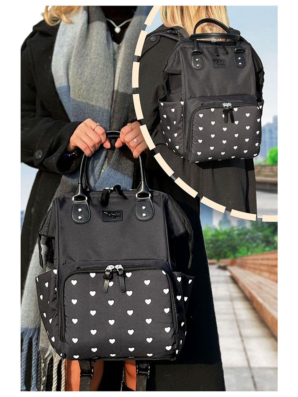 Paris X Pro Anne Bebek Bakım Sırt Çantası - Siyah-2