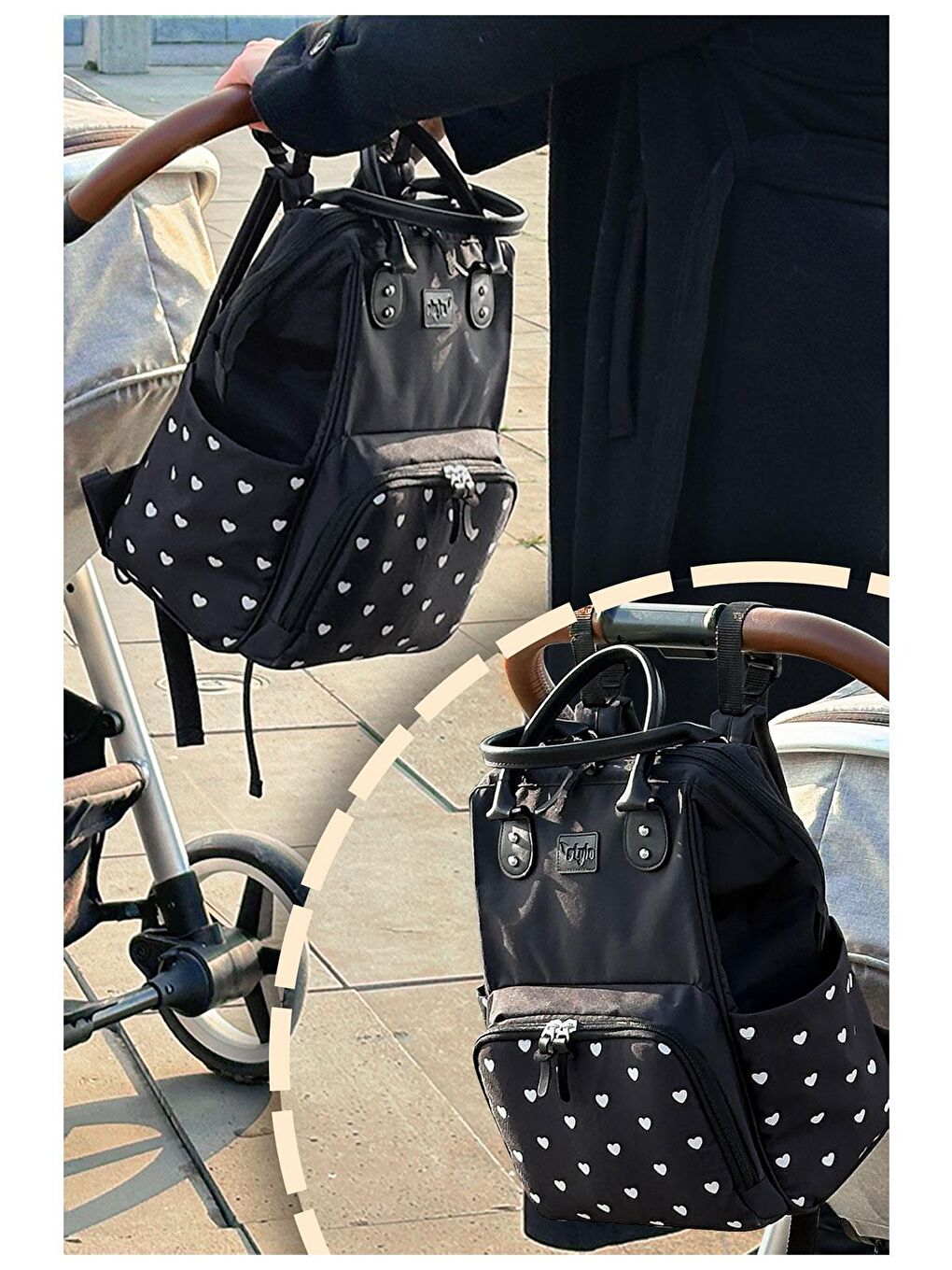 Paris X Pro Anne Bebek Bakım Sırt Çantası - Siyah-3