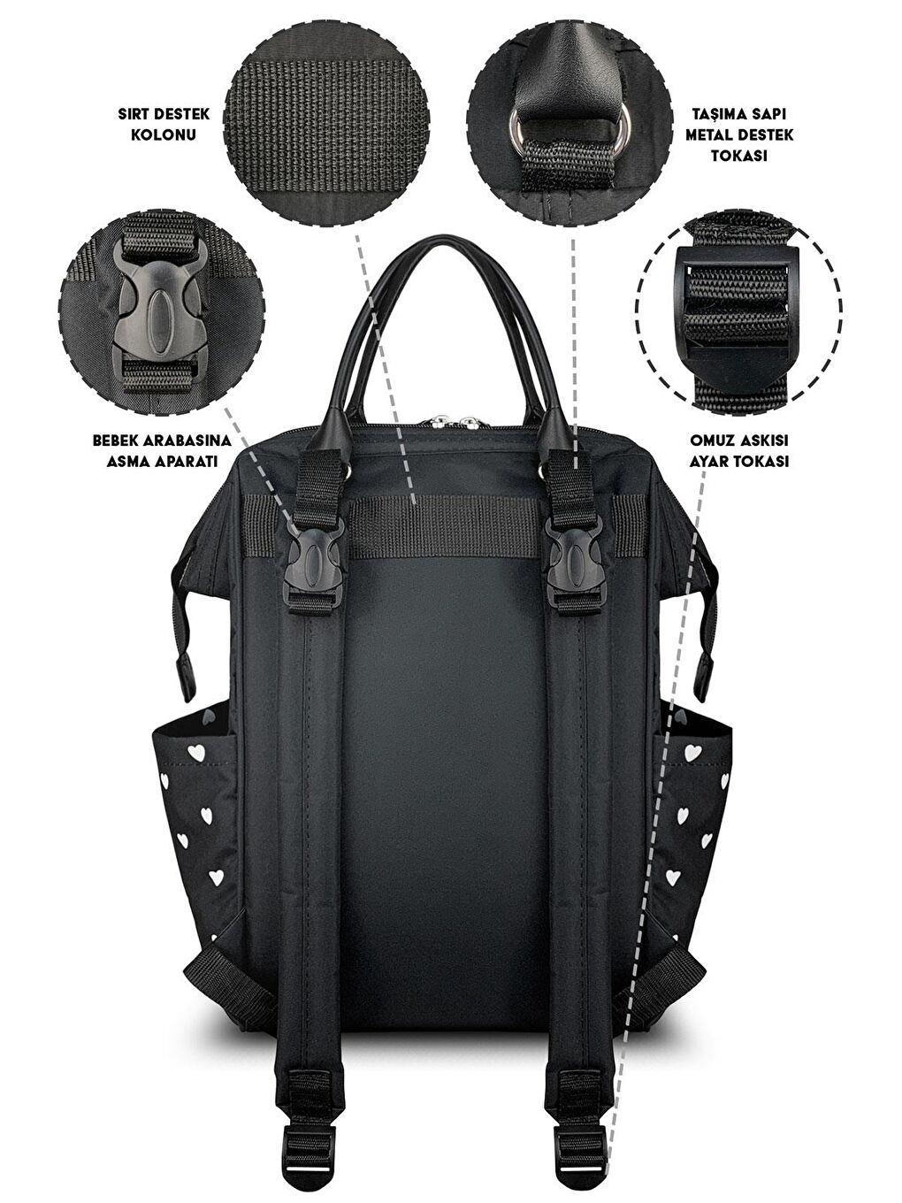 Paris X Pro Anne Bebek Bakım Sırt Çantası - Siyah-4