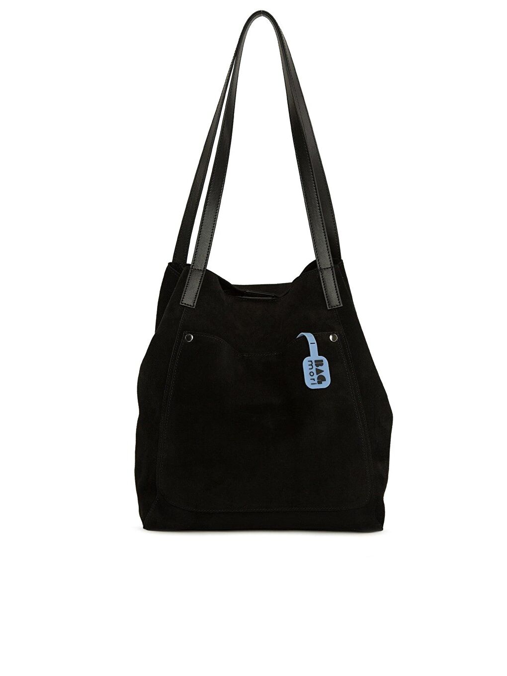 Siyah Hakiki Yarma Deri Cepli Tote Çanta