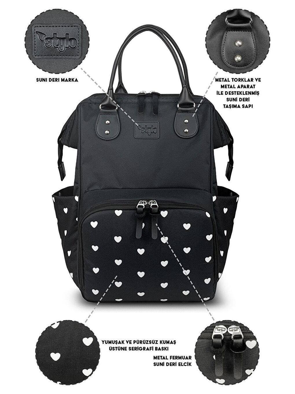 Paris X Pro Anne Bebek Bakım Sırt Çantası - Siyah-7