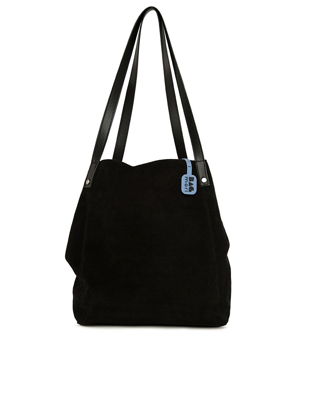 Siyah Hakiki Yarma Deri Cepli Tote Çanta-2