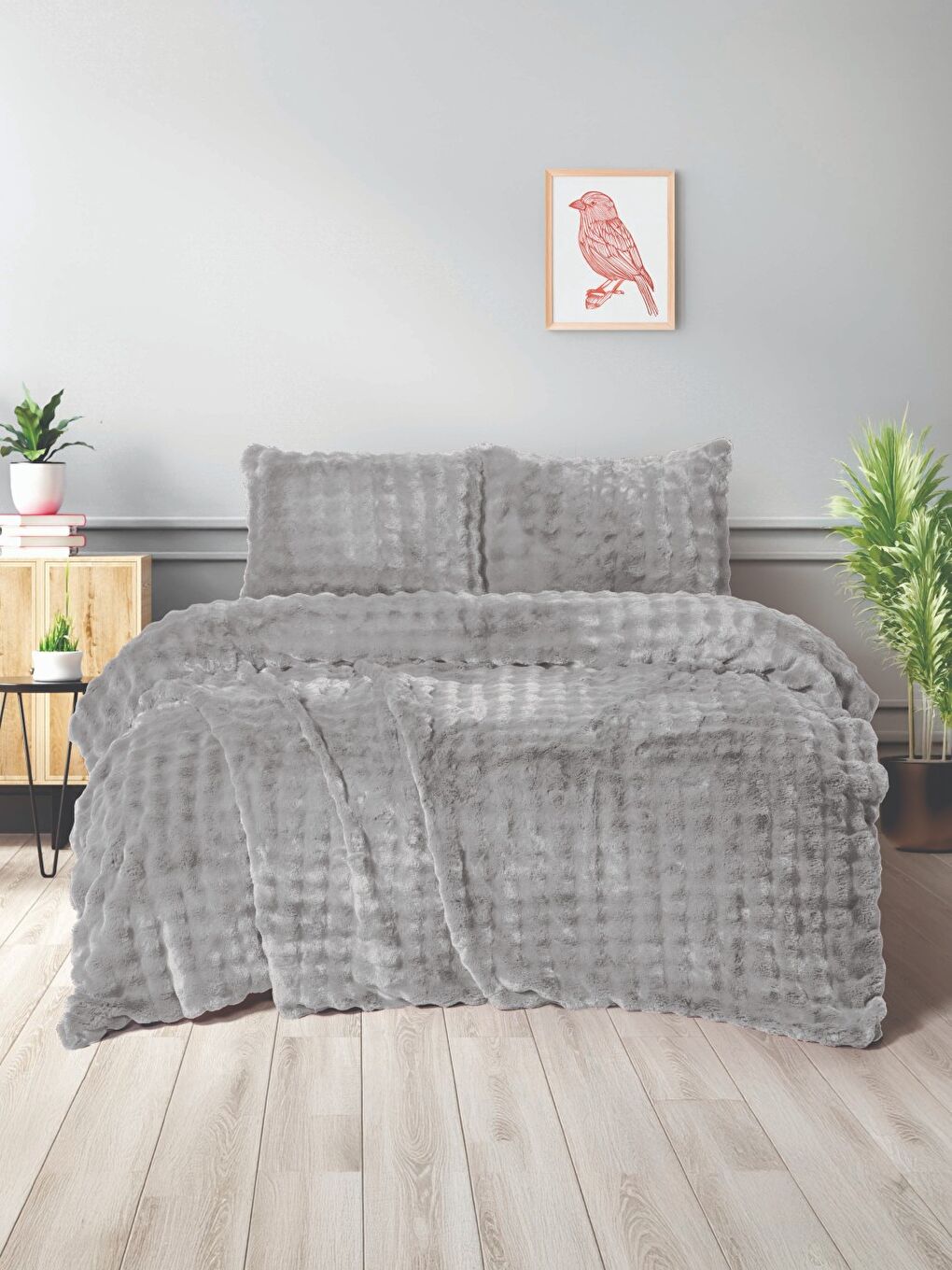 Dıamond 3 Parça Bubble Comforter Yorgan Seti 220x240 Gri GRI