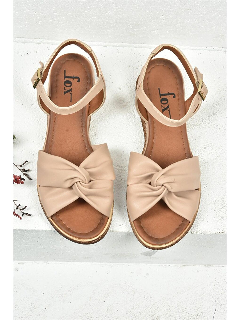 Bej Ten/Taba Dolgu Topuklu Kadın Sandalet K674300409-3