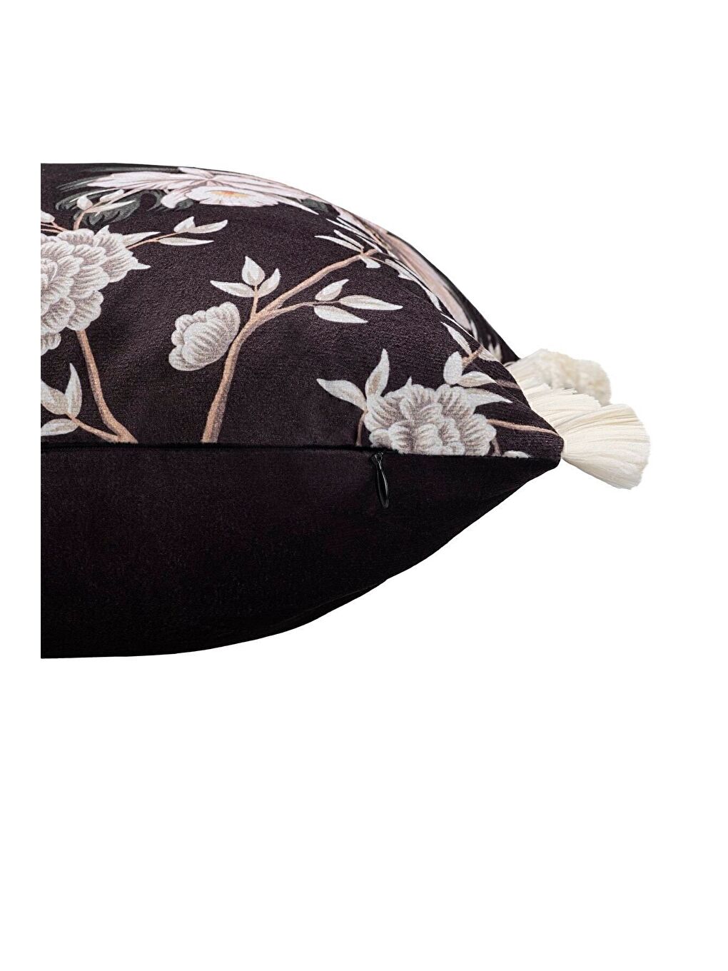 Lüks Kadife 43x43 Cm Kırlent Kılıfı Dekoratif Avangart Saçaklı Siyah-1