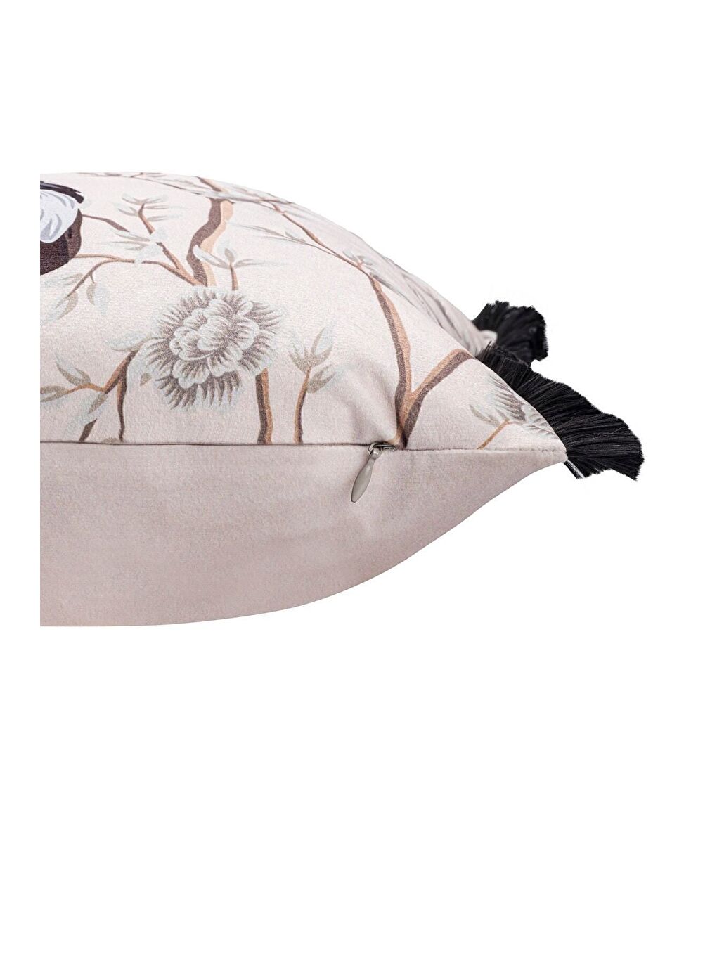 Lüks Kadife 43x43 Cm Kırlent Kılıfı Dekoratif Avangart Saçaklı Beyaz-1