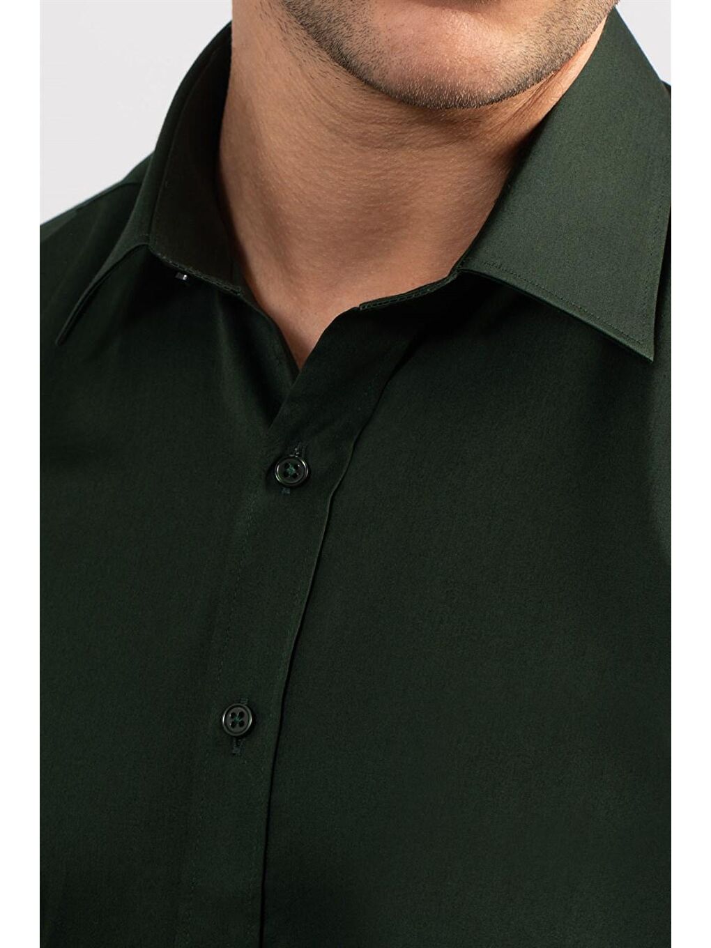 Yeşil Modern Slim Fit Pamuk Saten Premium Seri Erkek Gömlek-2