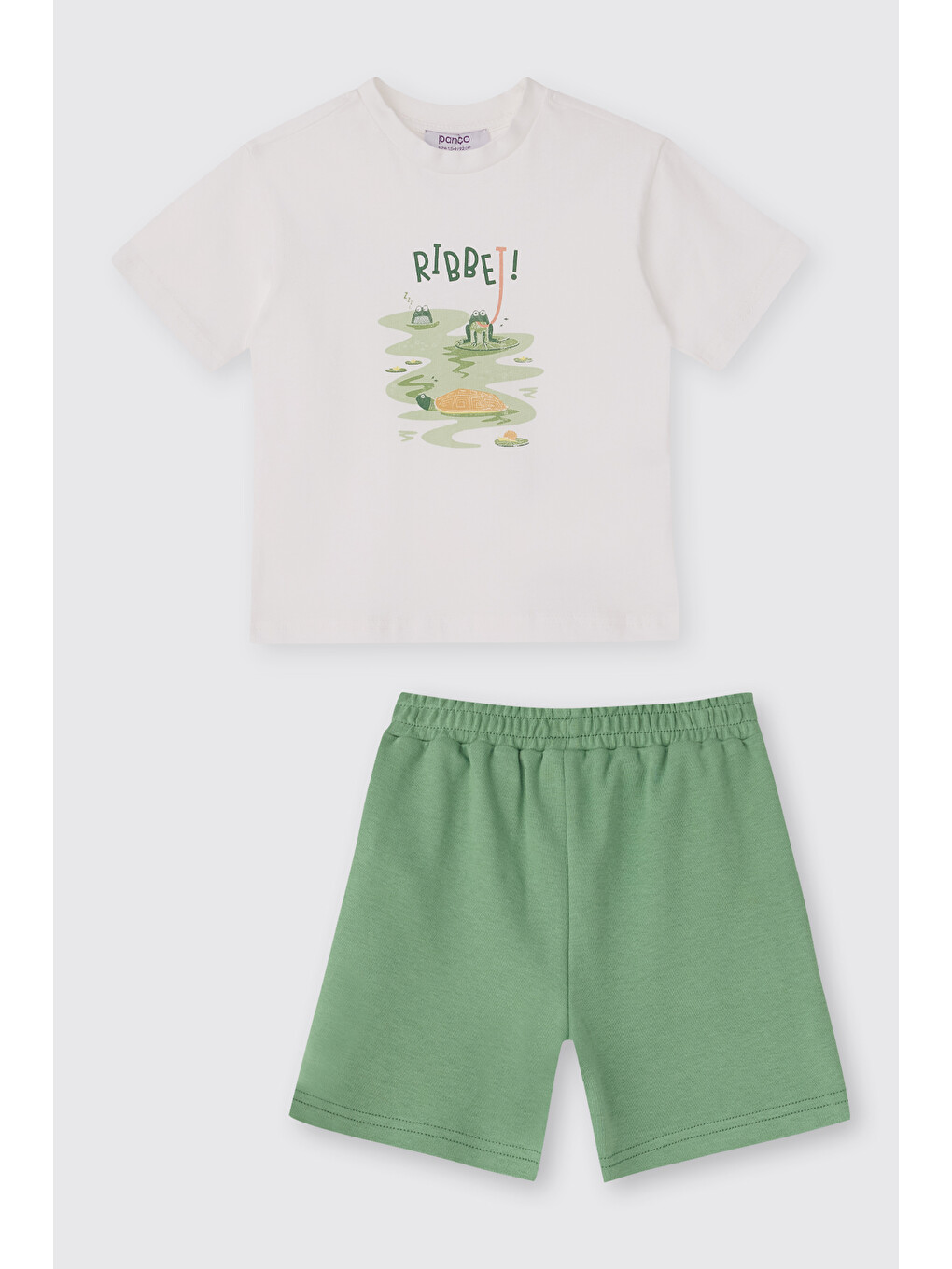 Erkek Bebek Şort Tişört 2'li Yeşil Alt Üst Takım-1
