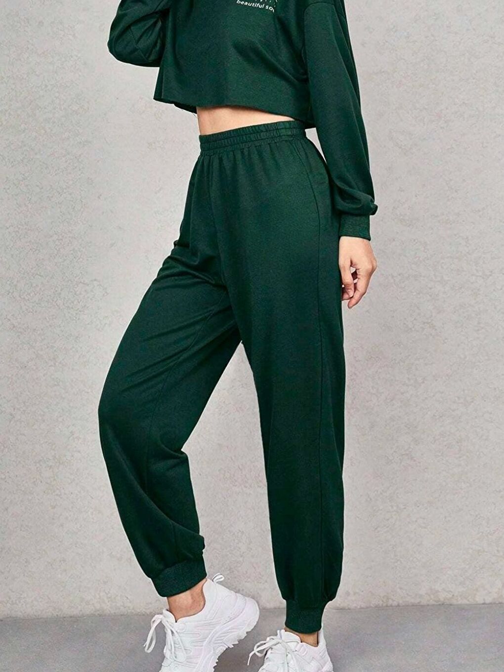 Kadın Nefi Yeşil Lastik Paçalı Eşofman Altı