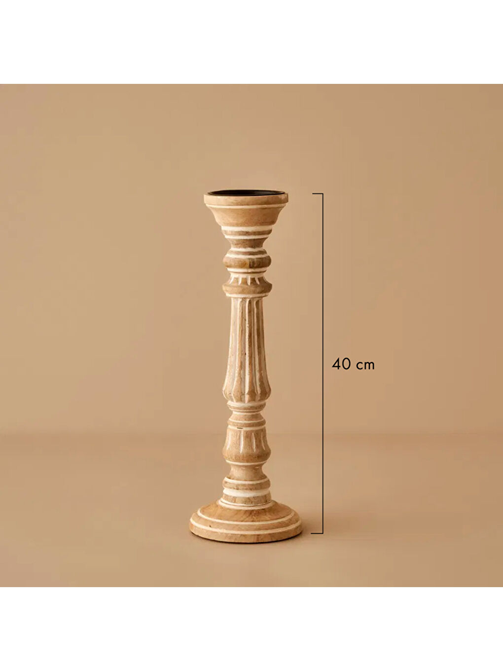 Bej Esta Şamdan Naturel (13,5x13,5x40 cm)