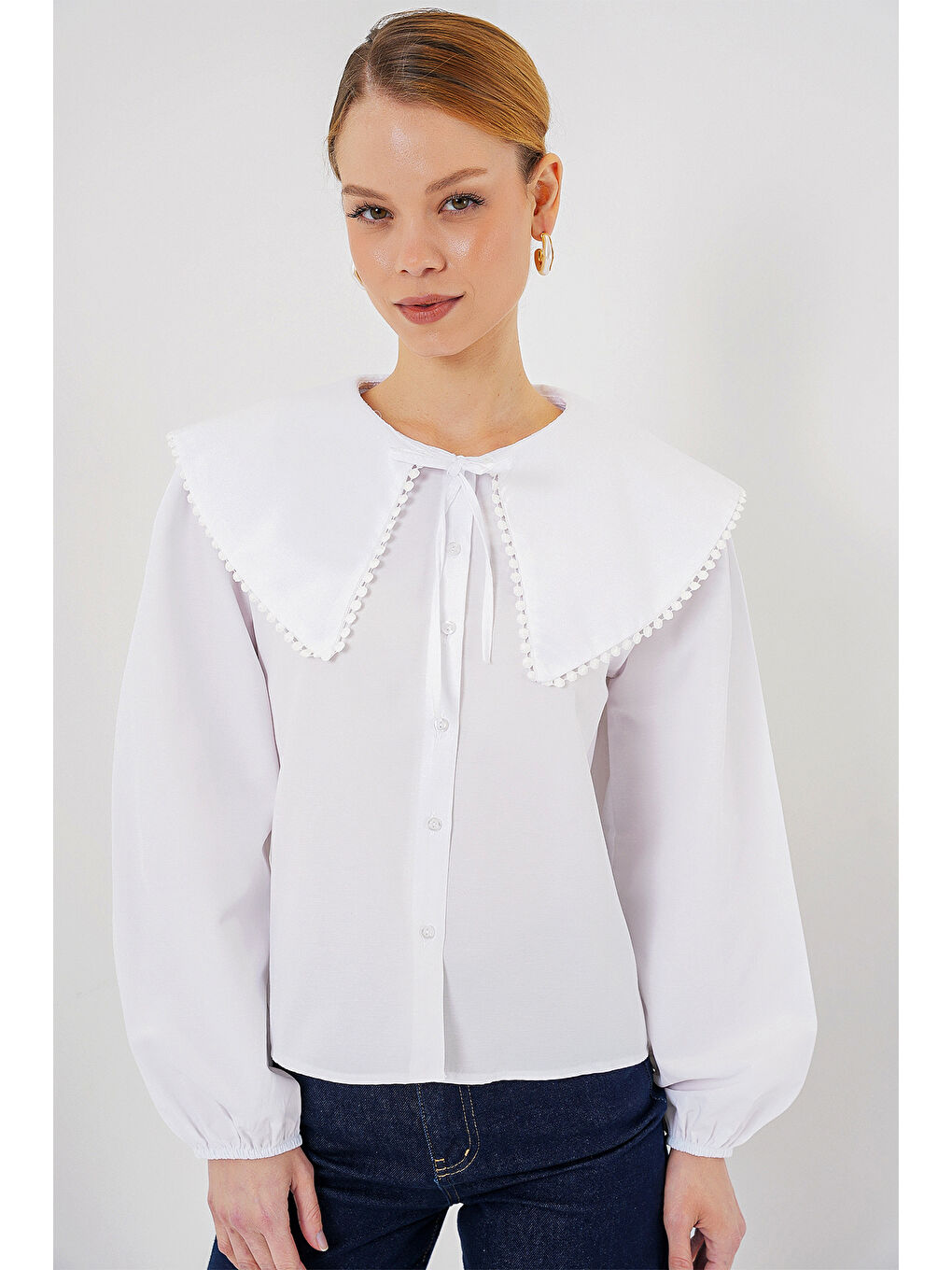 Kadın Bebe Yaka Gömlek 20314 - Beyaz