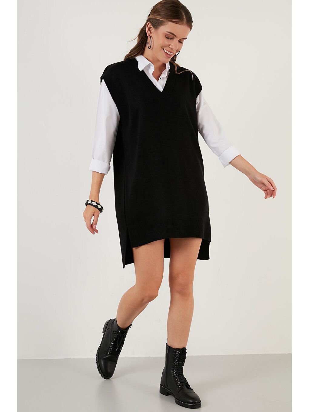 Siyah V Yaka Uzun Triko Süveter 4616082