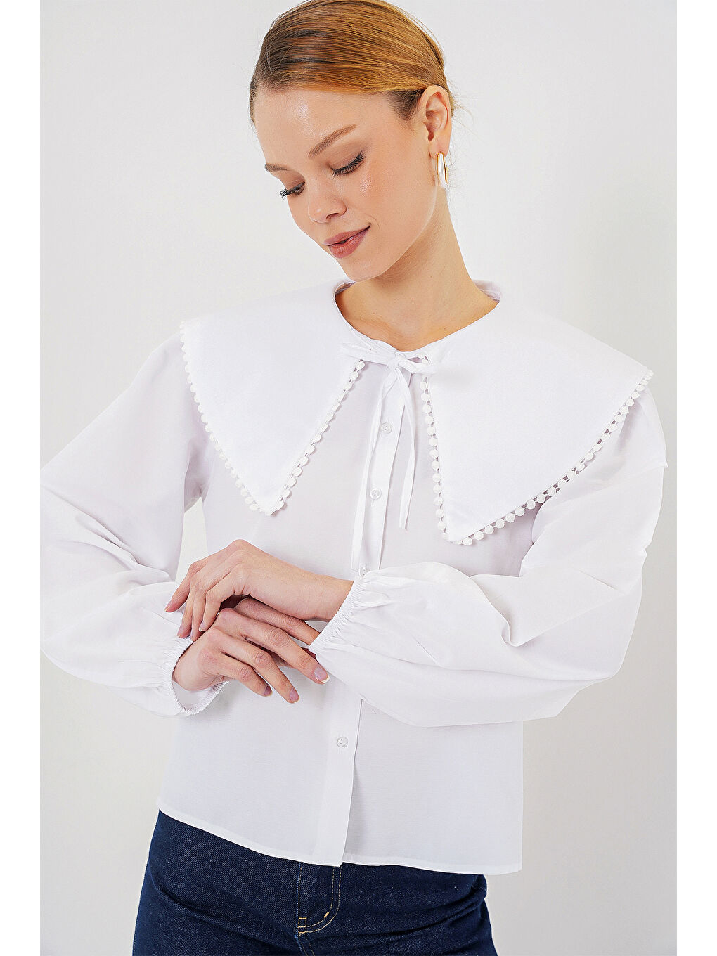 Kadın Bebe Yaka Gömlek 20314 - Beyaz-2