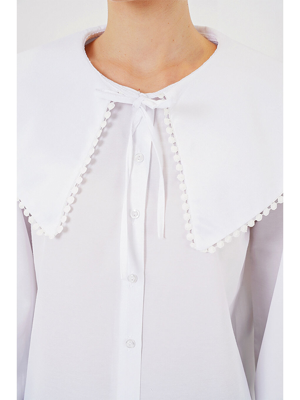 Kadın Bebe Yaka Gömlek 20314 - Beyaz-3