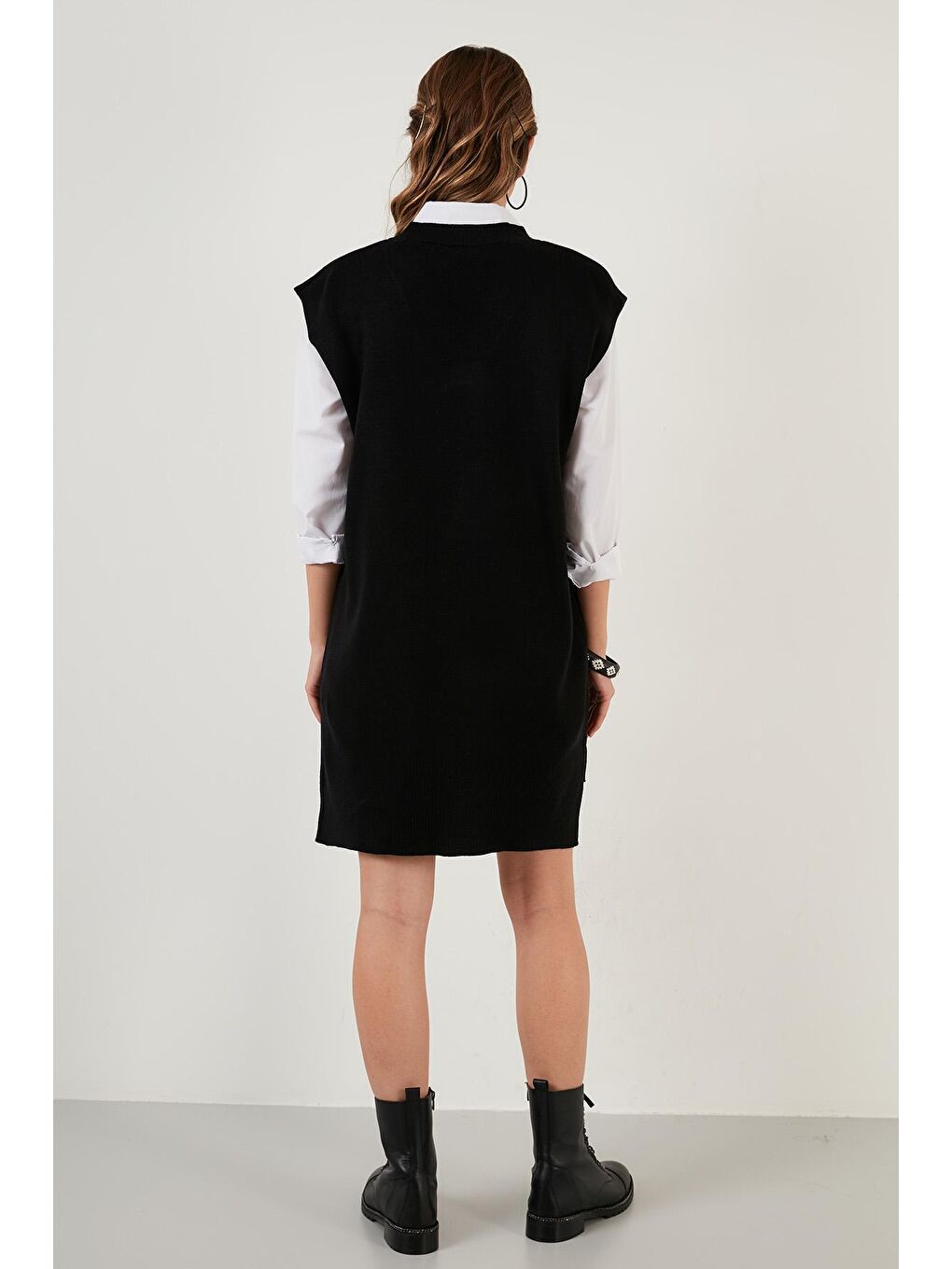 Siyah V Yaka Uzun Triko Süveter 4616082-4