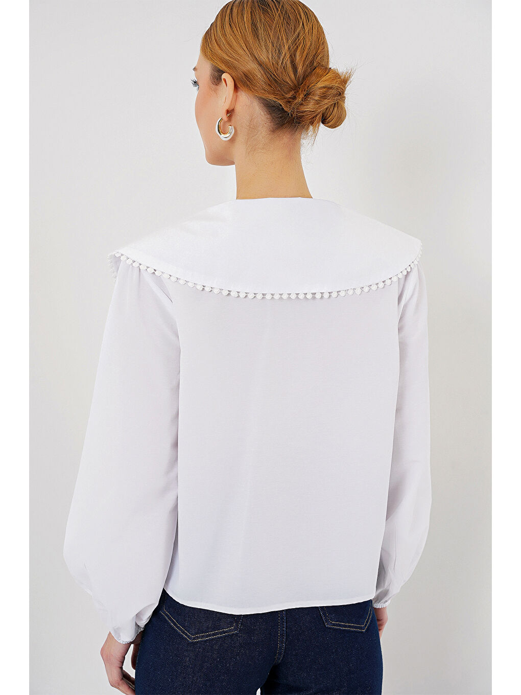 Kadın Bebe Yaka Gömlek 20314 - Beyaz-4