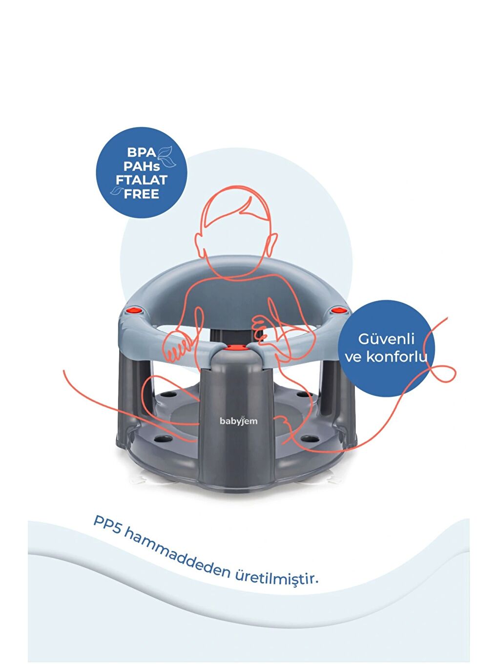 Önden Açılır Mama Sandalye Oturağı Ve Minderi - 2'Li Set Gri-1