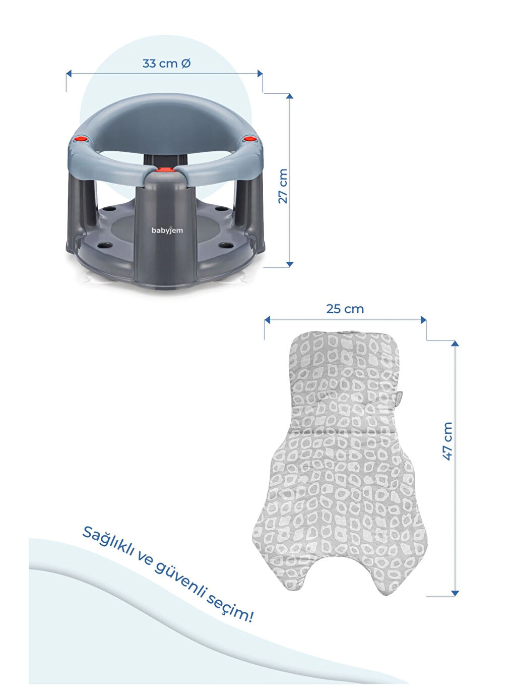 Önden Açılır Mama Sandalye Oturağı Ve Minderi - 2'Li Set Gri-3