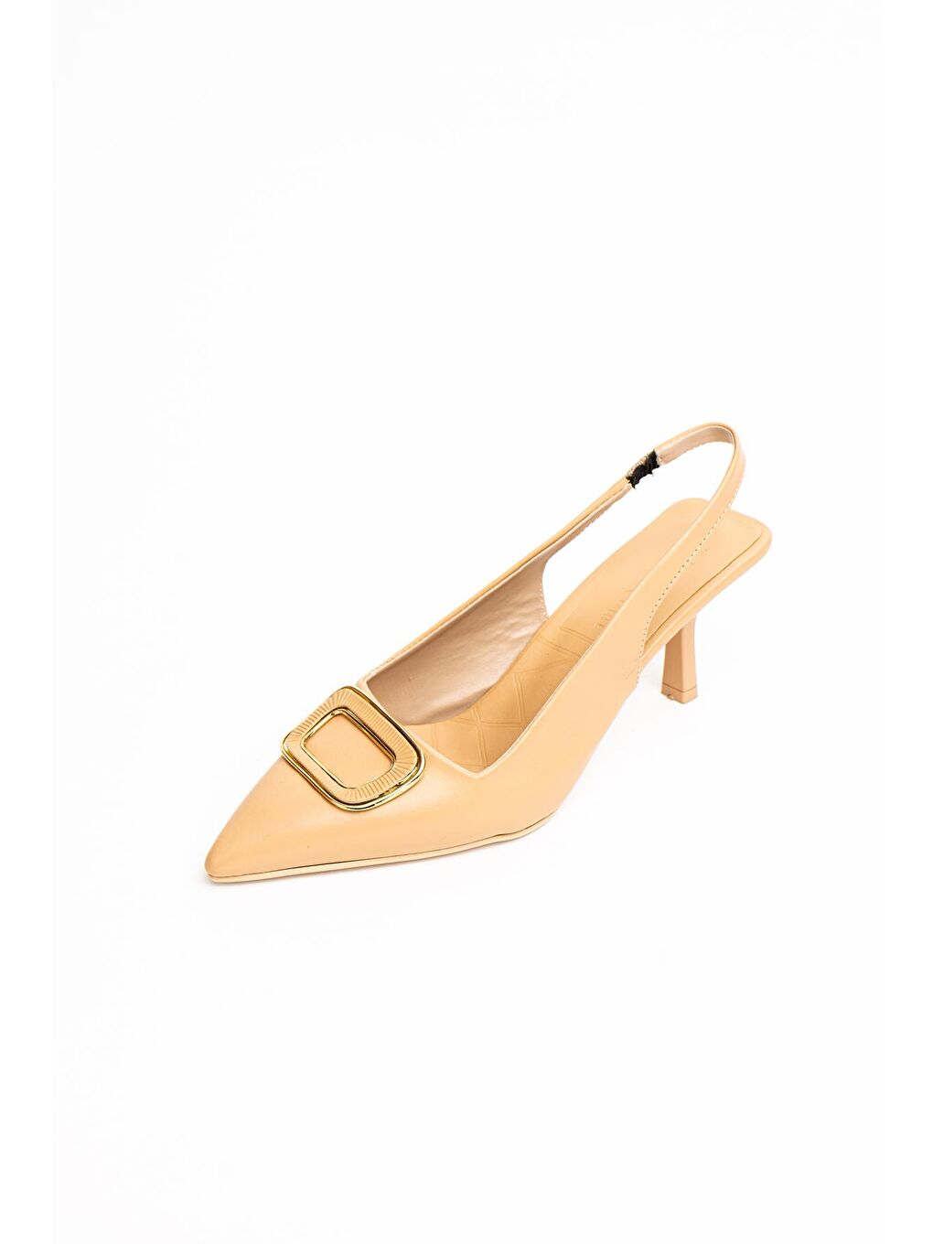 Bej Tokalı Arkası Açık Topuklu Kadın Ayakkabı 53-88-23-4