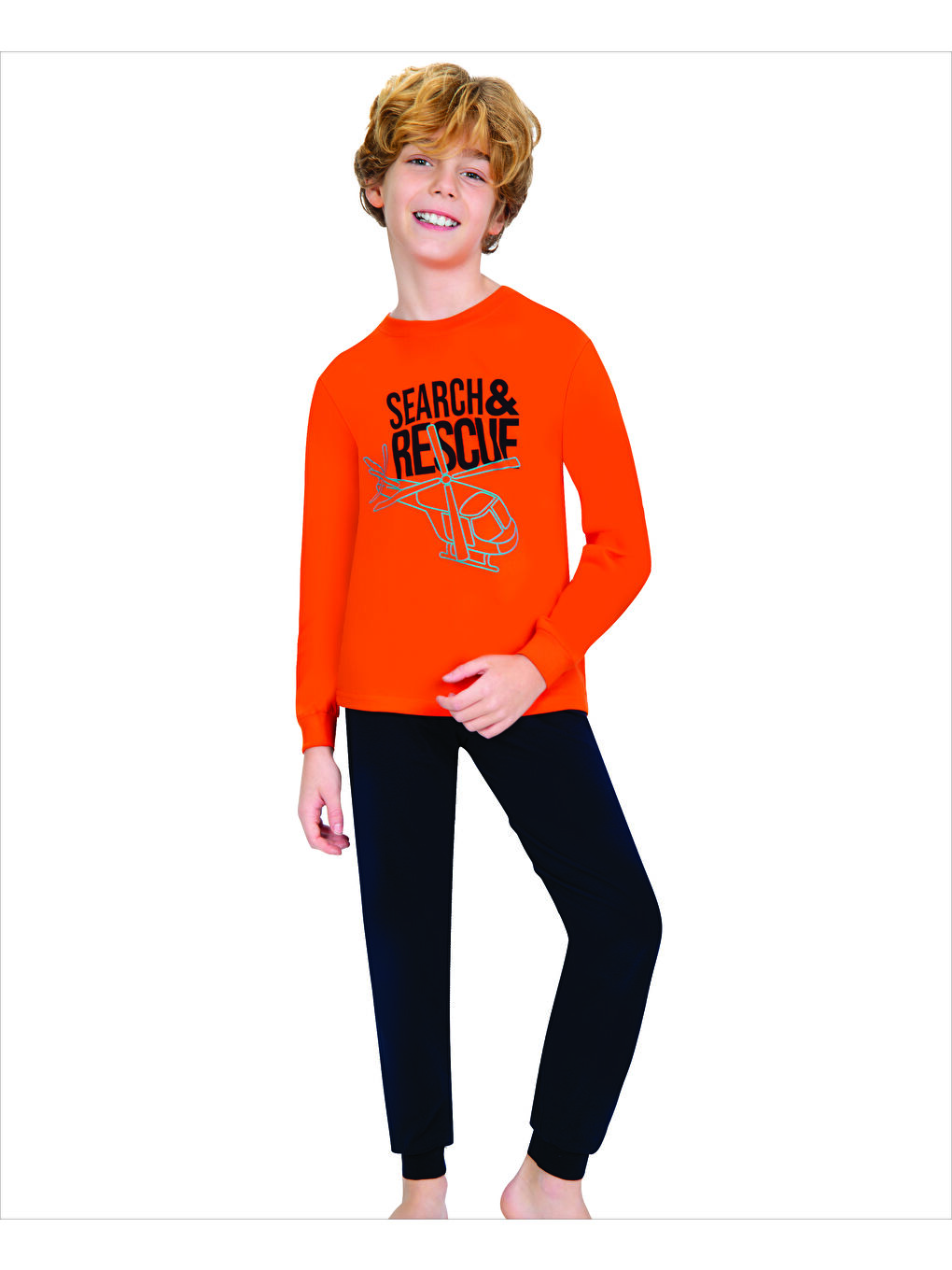 Turuncu Erkek Çocuk Pijama Takımı