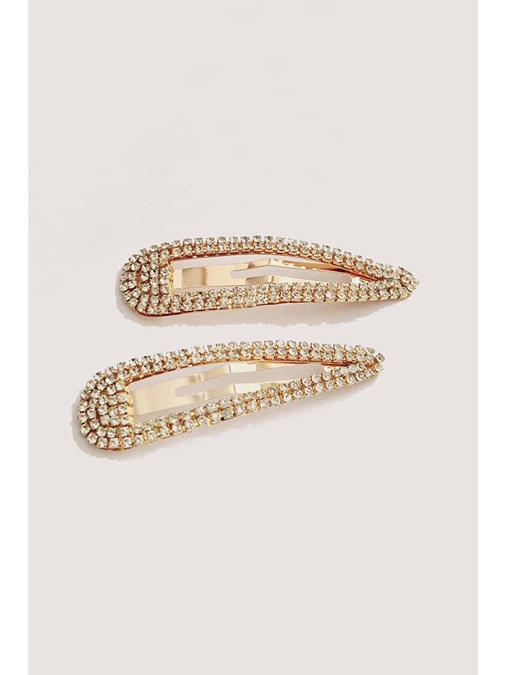 Sarı Altın Rhinestone Taşlı Çıtçıt Saç Tokası seti 2'li Paket-1