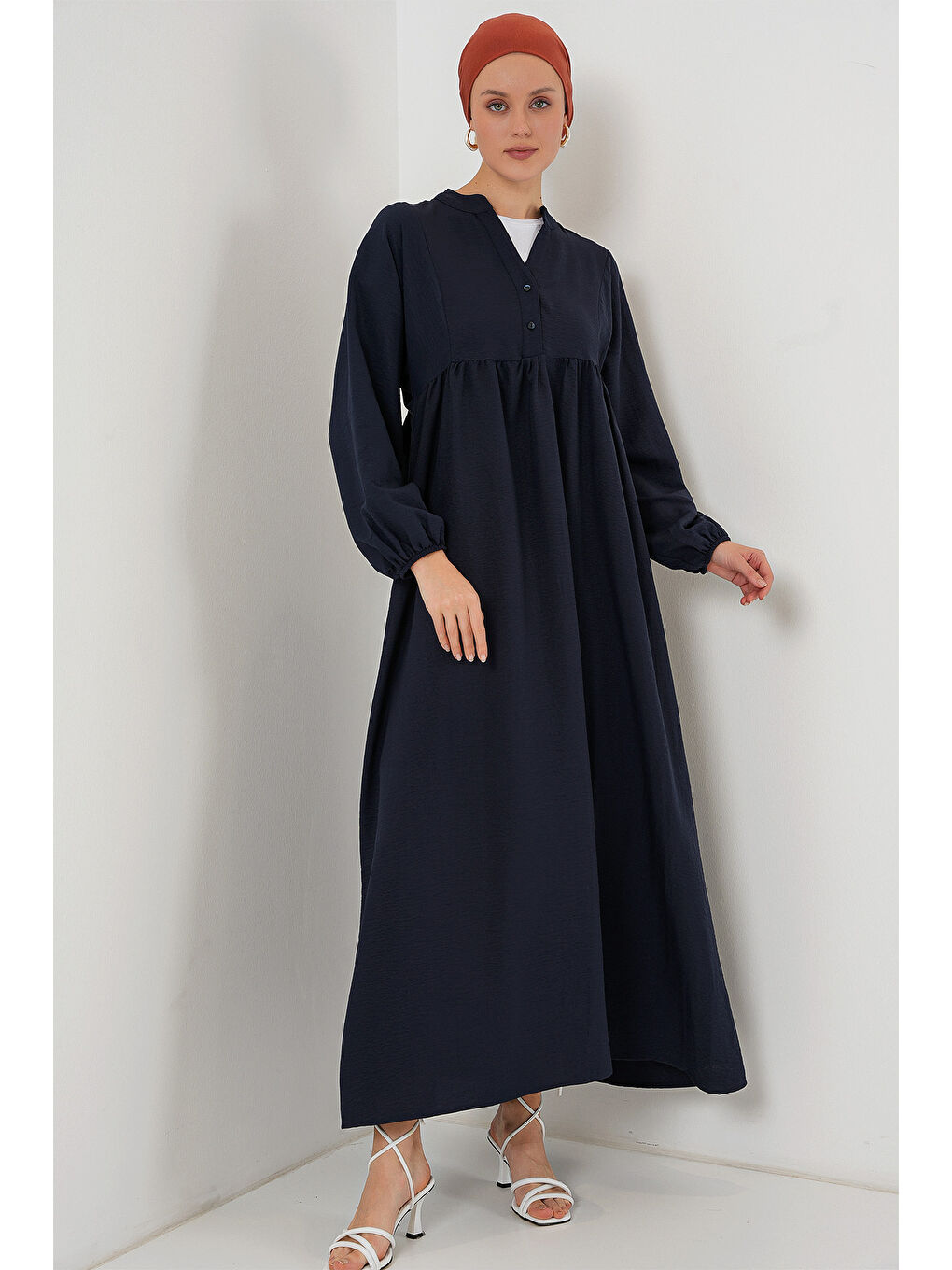 Kadın Uzun Tesettür Elbise 2525 - Lacivert