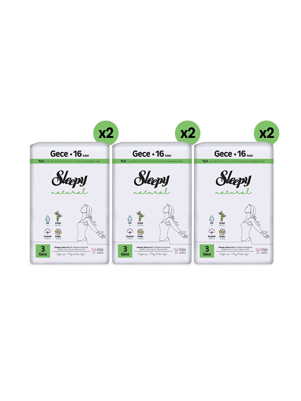 Natural Ultra Hassas Hijyenik Ped Mega Fırsat Paketi Gece 96 Adet-2