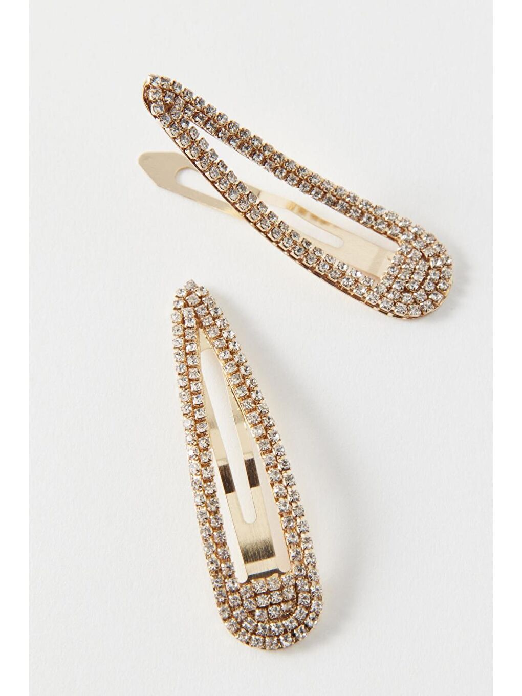 Sarı Altın Rhinestone Taşlı Çıtçıt Saç Tokası seti 2'li Paket-3