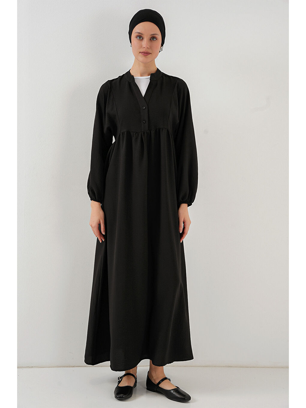 Kadın Uzun Tesettür Elbise 2525 - Siyah-3