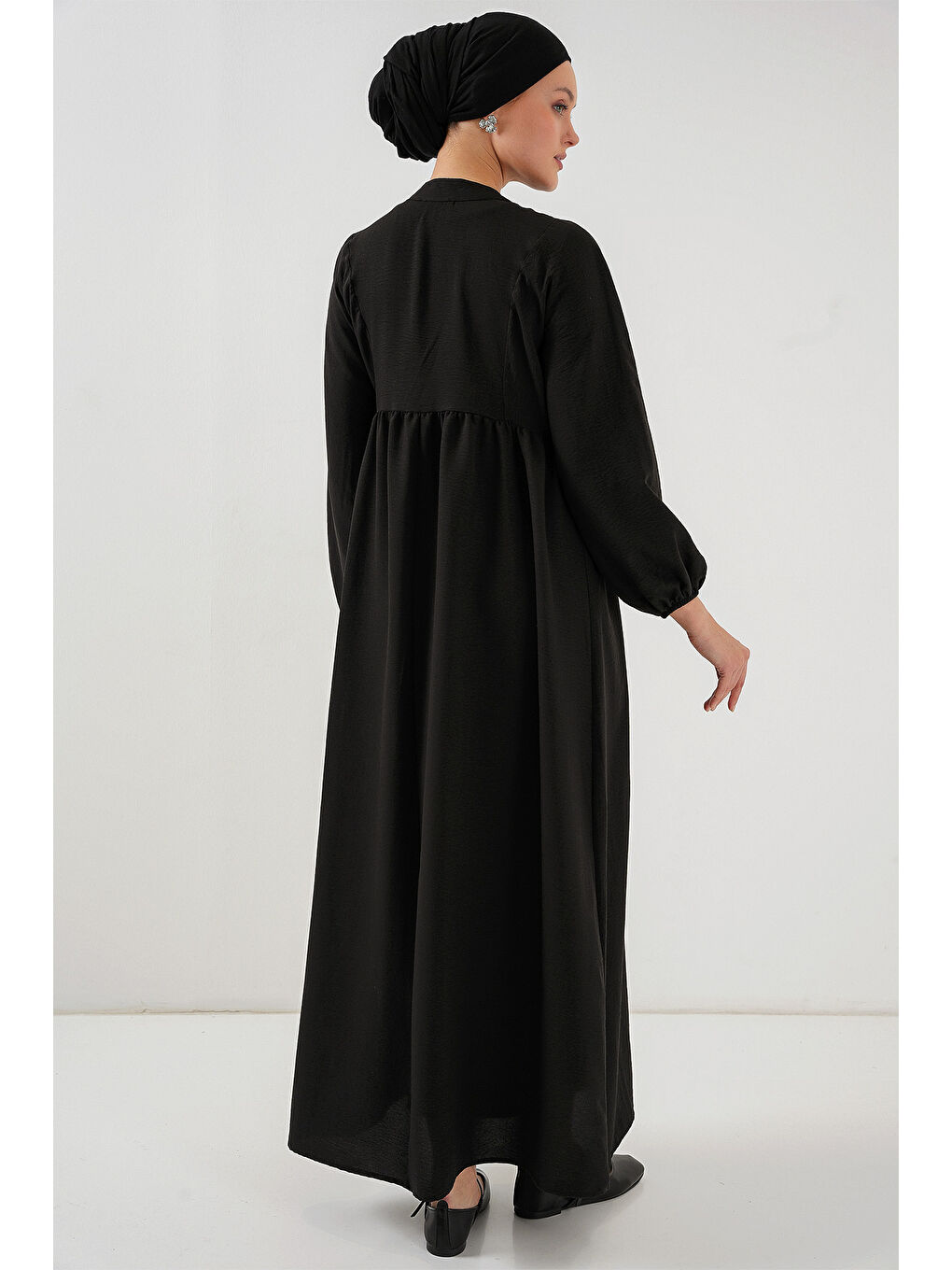 Kadın Uzun Tesettür Elbise 2525 - Siyah-5