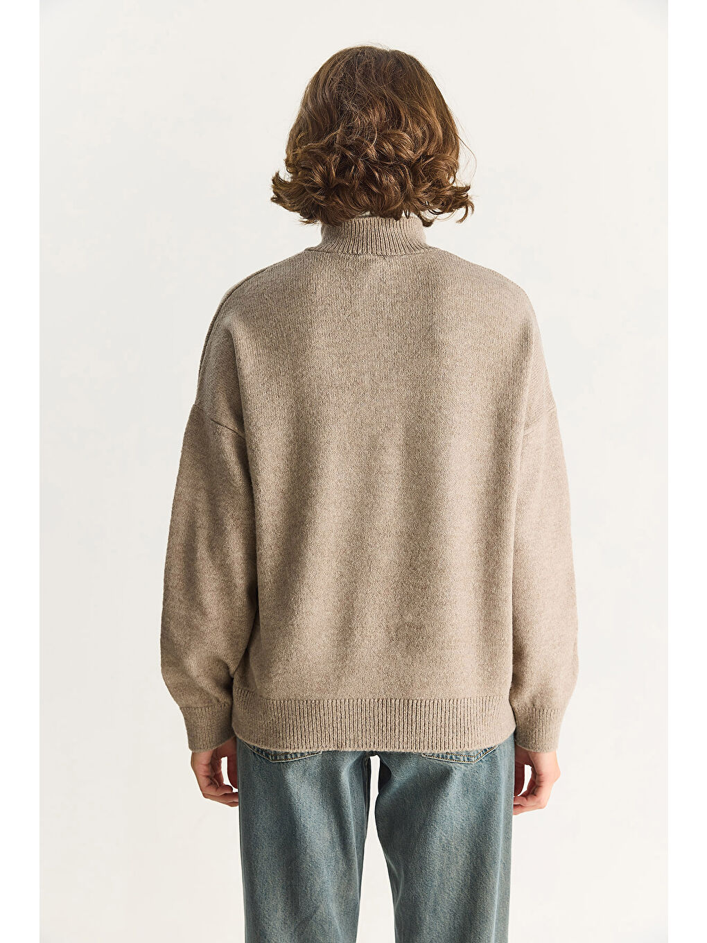 Bej Kadın Patlı Düğme Detaylı Triko Kazak TK-6