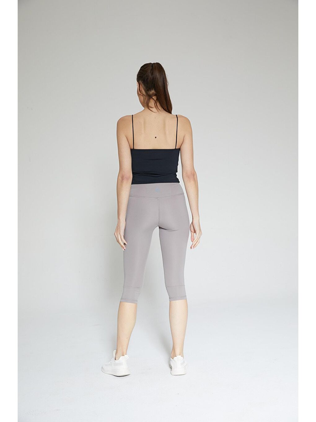 Gri Kadın Yüksek Bel Soft Touch Kapri Diz Altı Tayt - Fiona-2