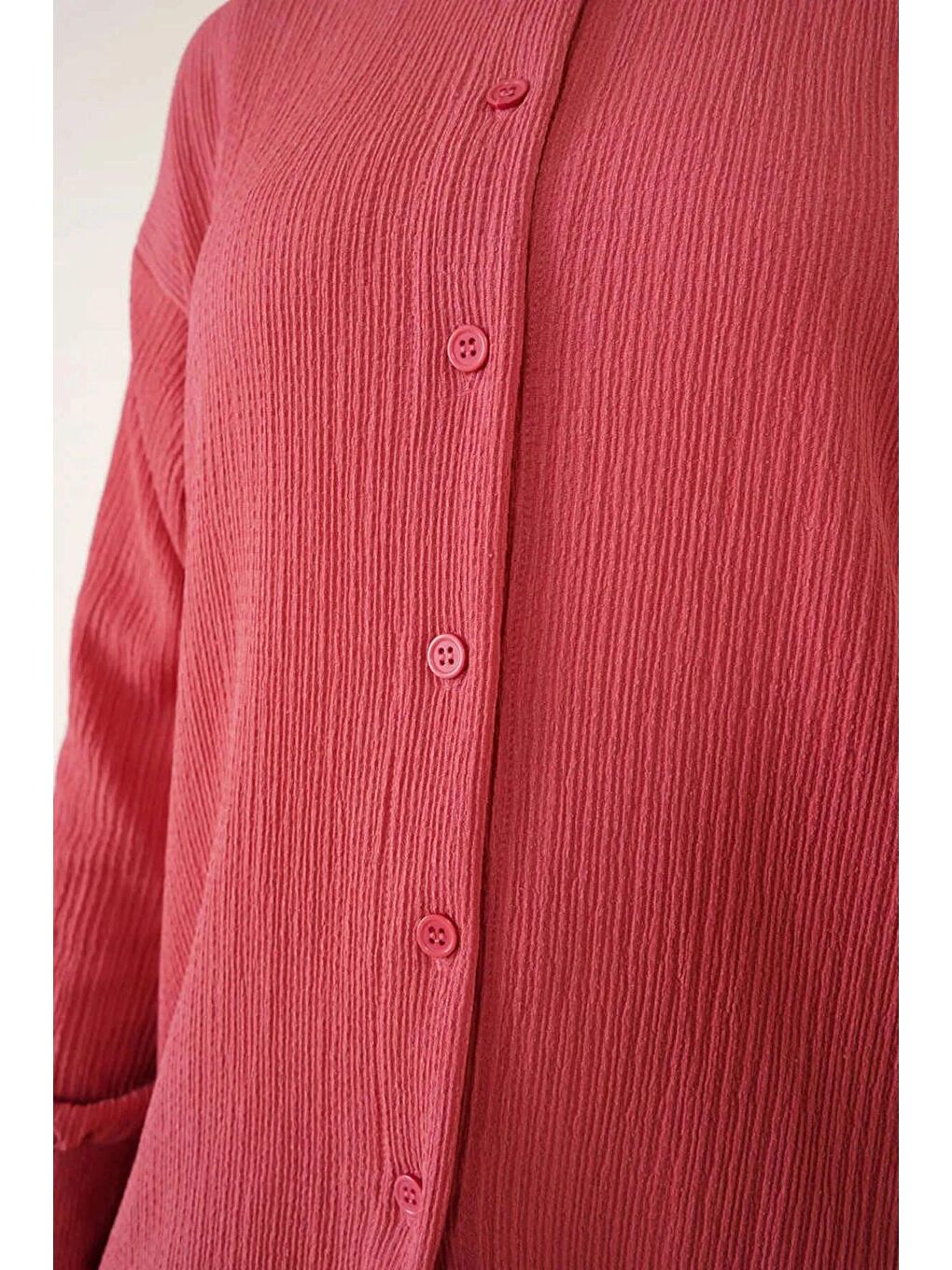 Pembe Kadın Tesettür Gül Kurusu Geniş Kalıp Alt-Üst İkili Örme Takım HZL24W-BD158581-2