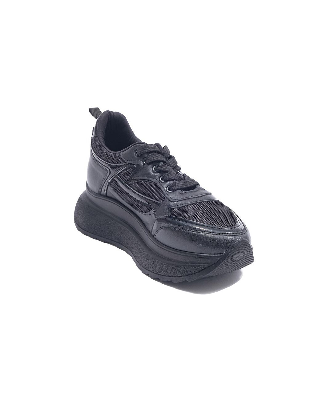 Siyah 471221 Yüksek Taban Bağcıklı Sneaker Kadın-2