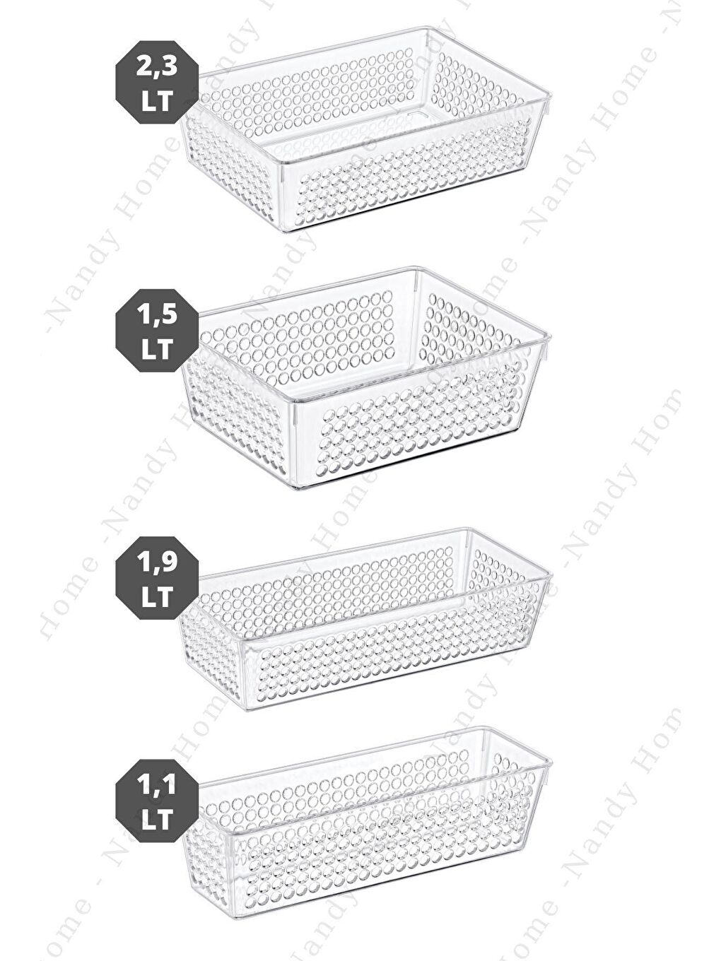 Nandy Home Şeffaf 4'Lü Set Handy Buzdolabı & Dolap İçi Düzenleyici Organizer - 3