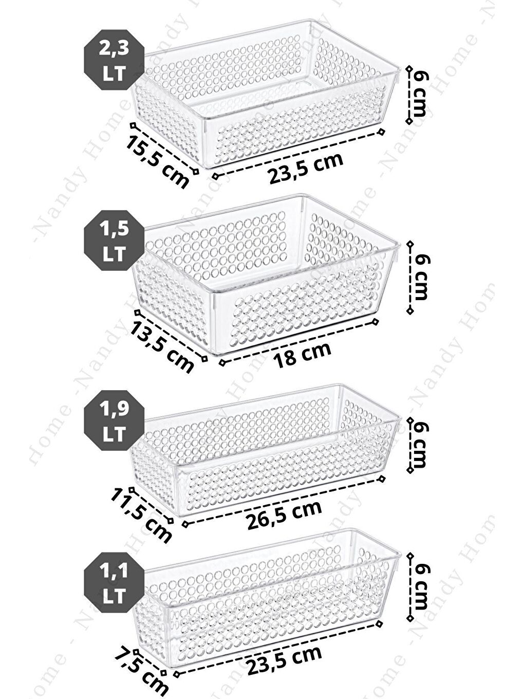 Nandy Home Şeffaf 4'Lü Set Handy Buzdolabı & Dolap İçi Düzenleyici Organizer - 4