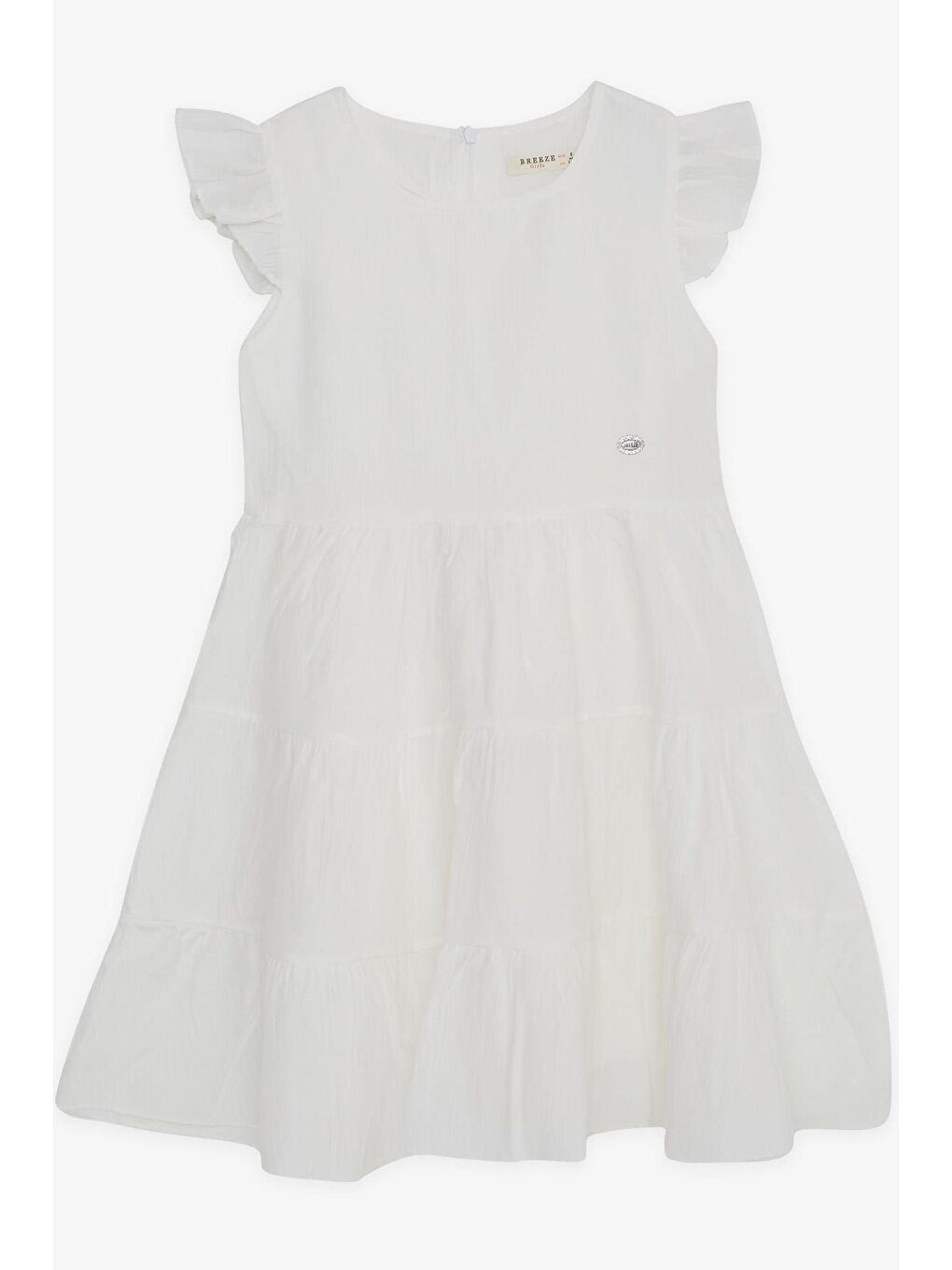 Kız Çocuk Elbise Armalı Fırfırlı Arkası Fermuarlı Beyaz (5-10 Yaş)