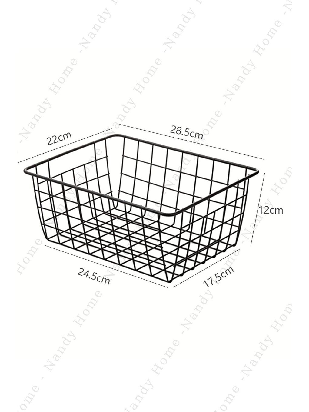 Nandy Home Siyah Çok Amaçlı, Dekoratif, Düzenleyici Metal Sepet 2 Adet SİYAH - 4