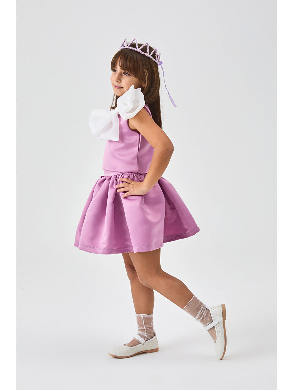 Lila Organze Fiyonklu Kız Çocuk İkili Takım - Gale-2