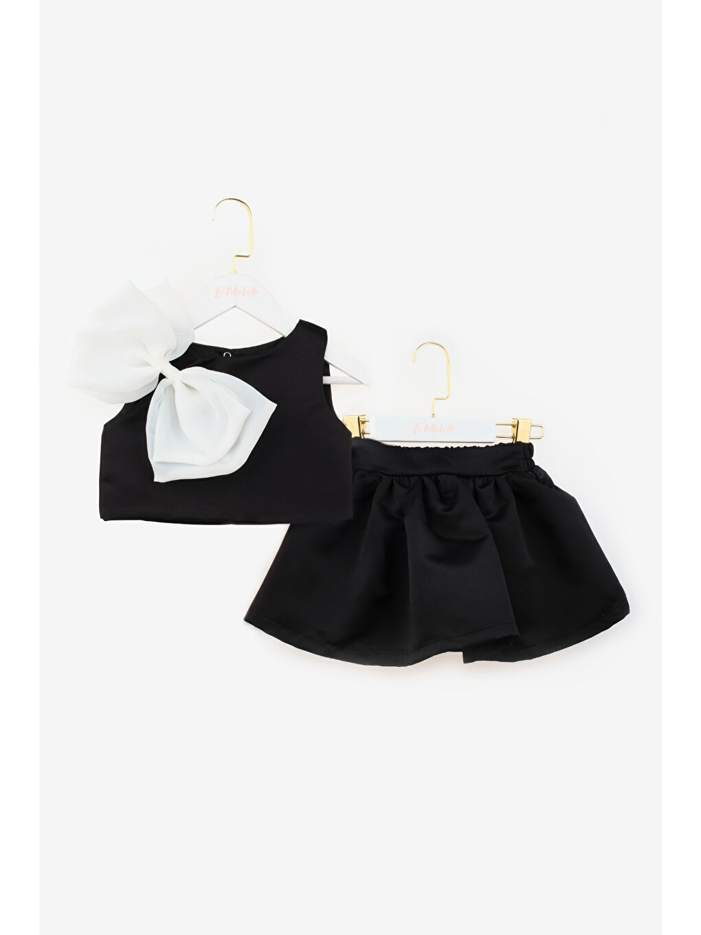 Siyah Organze Fiyonklu Kız Çocuk İkili Takım - Gale-4