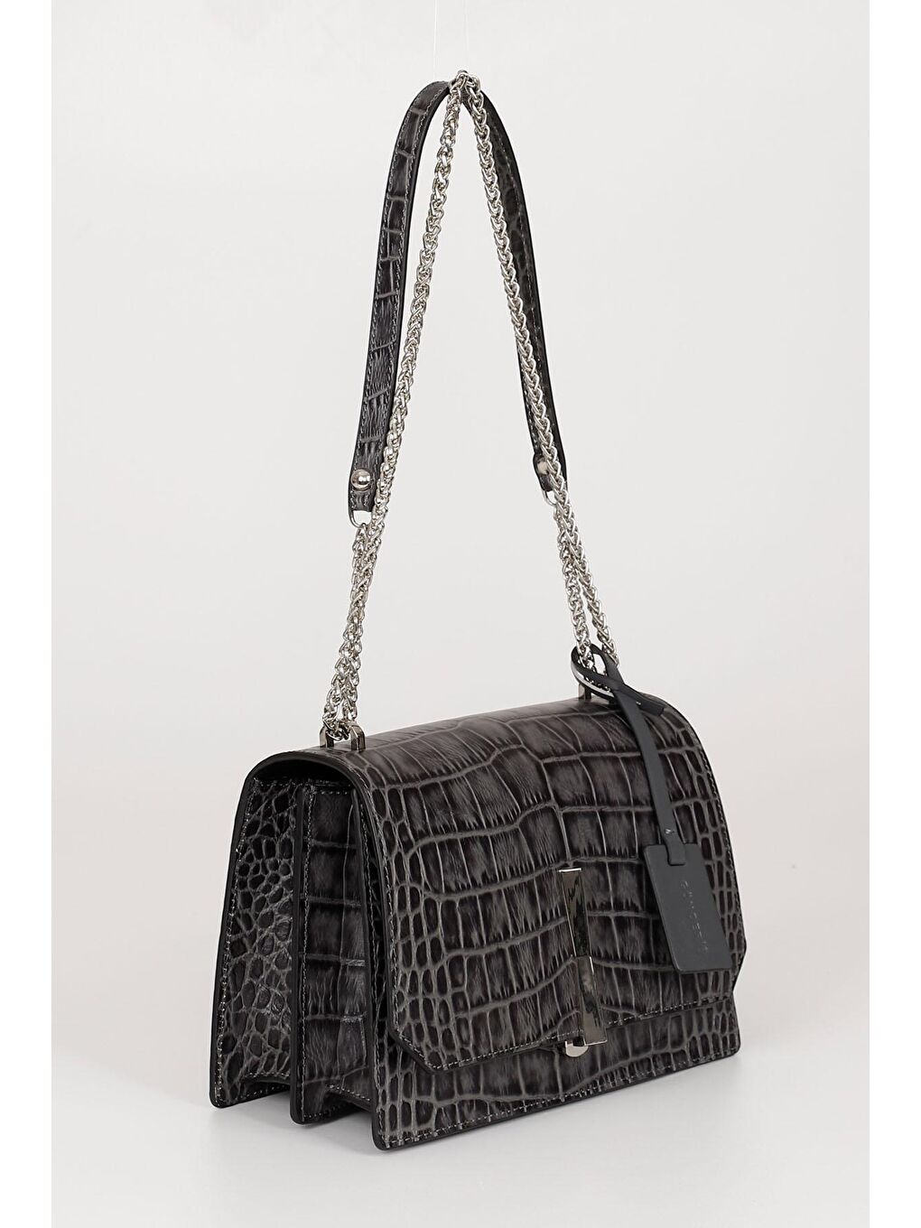 Siyah Platinum Hakiki Deri Küçük Boy Kadın Omuz Çantası K7262-1