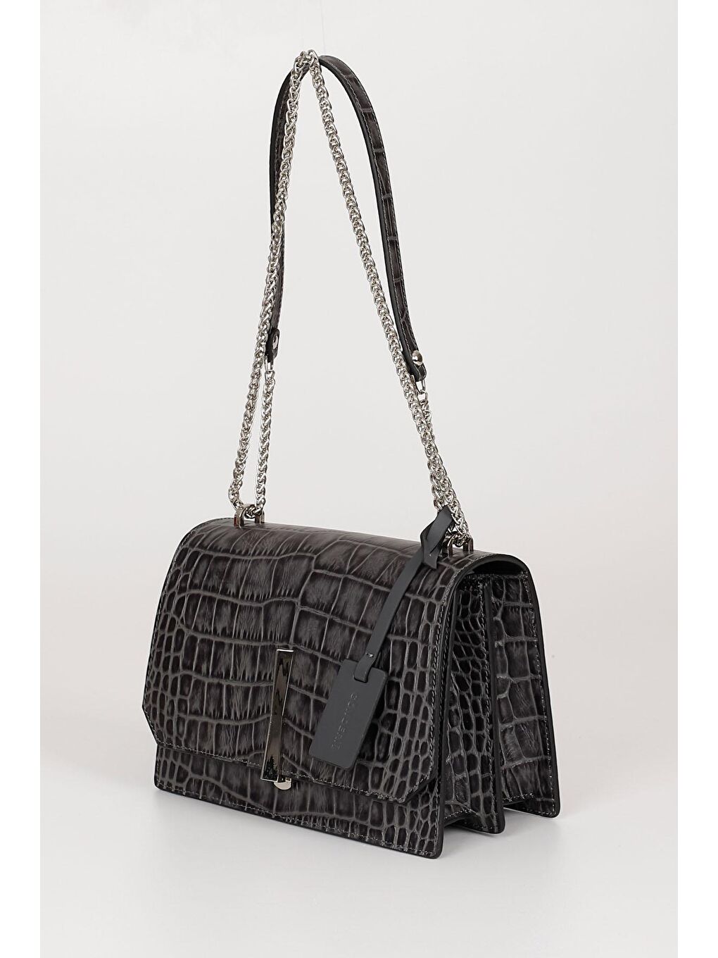 Siyah Platinum Hakiki Deri Küçük Boy Kadın Omuz Çantası K7262-2