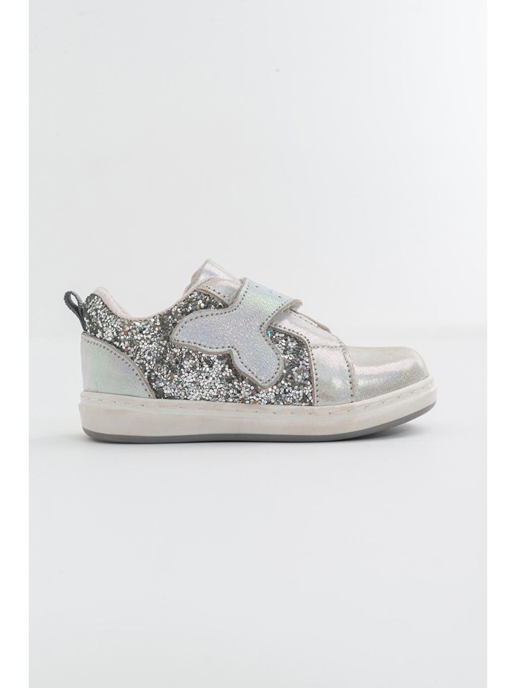 Gri Kız Çocuk Gümüş Deri Ortopedik Destekli Çocuk Ayakkabı-4
