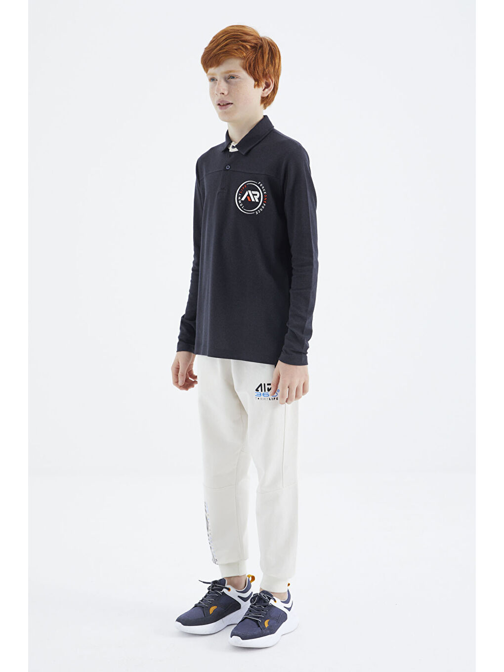 Lacivert Polo Yaka Erkek Çocuk Tişört - 11172-4