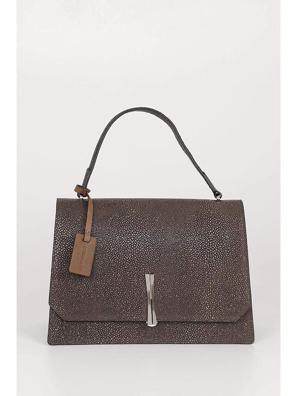 Bej Platinum Hakiki Deri Büyük Boy Kadın El Ve Omuz Çantası B7263