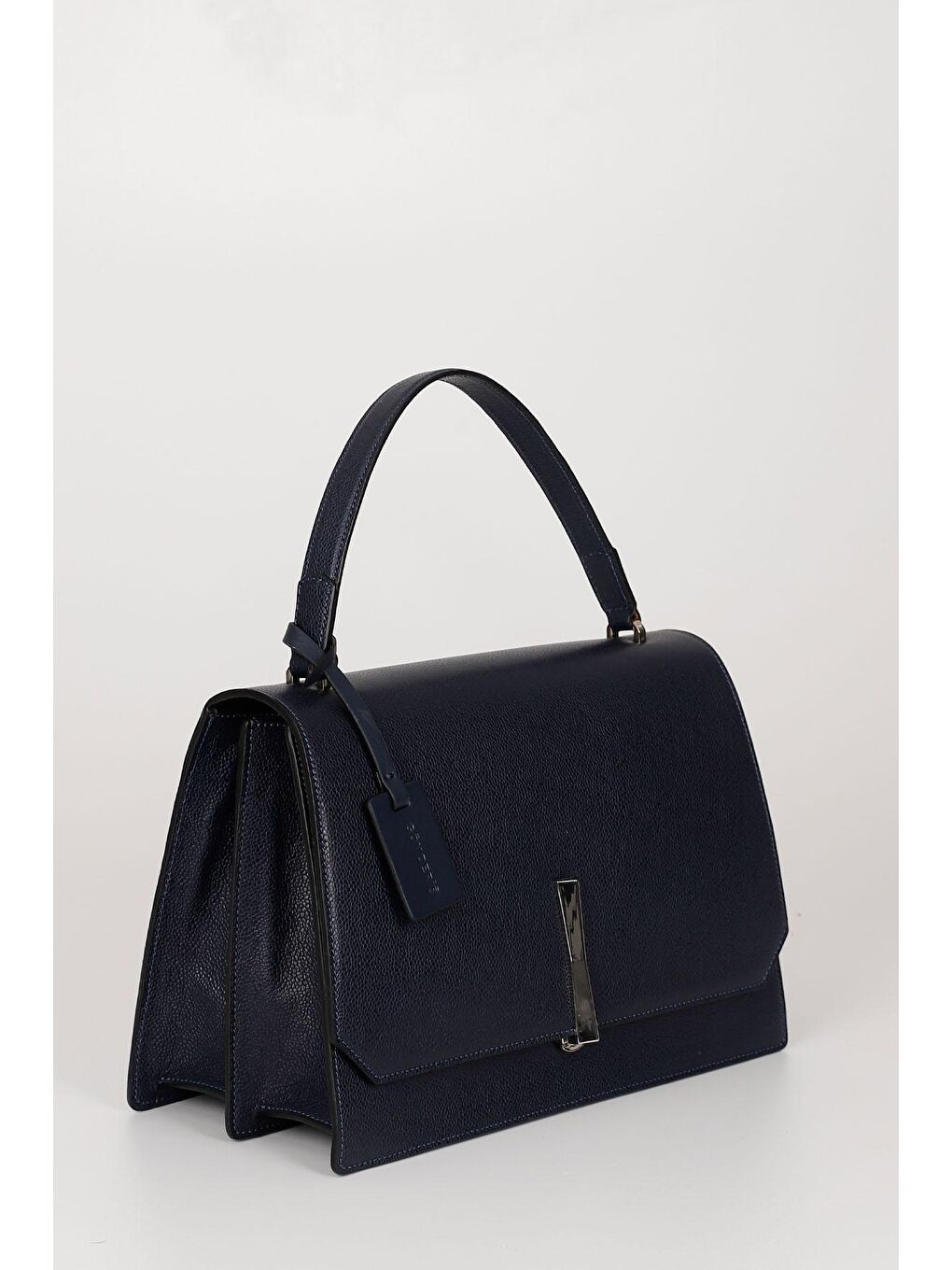 Lacivert Platinum Hakiki Deri Büyük Boy Kadın El Ve Omuz Çantası B7263-1