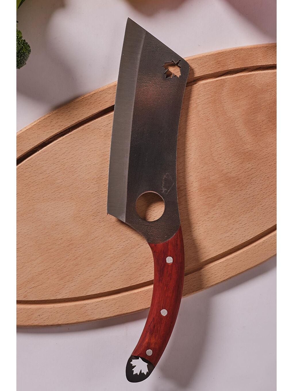 Kahverengi Chop | Mutfak Satır | Outdoor Kamp Doğa Şef Bıçağı | Kızıl Renk Sap-1