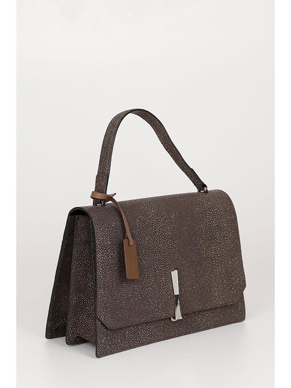 Bej Platinum Hakiki Deri Büyük Boy Kadın El Ve Omuz Çantası B7263-1