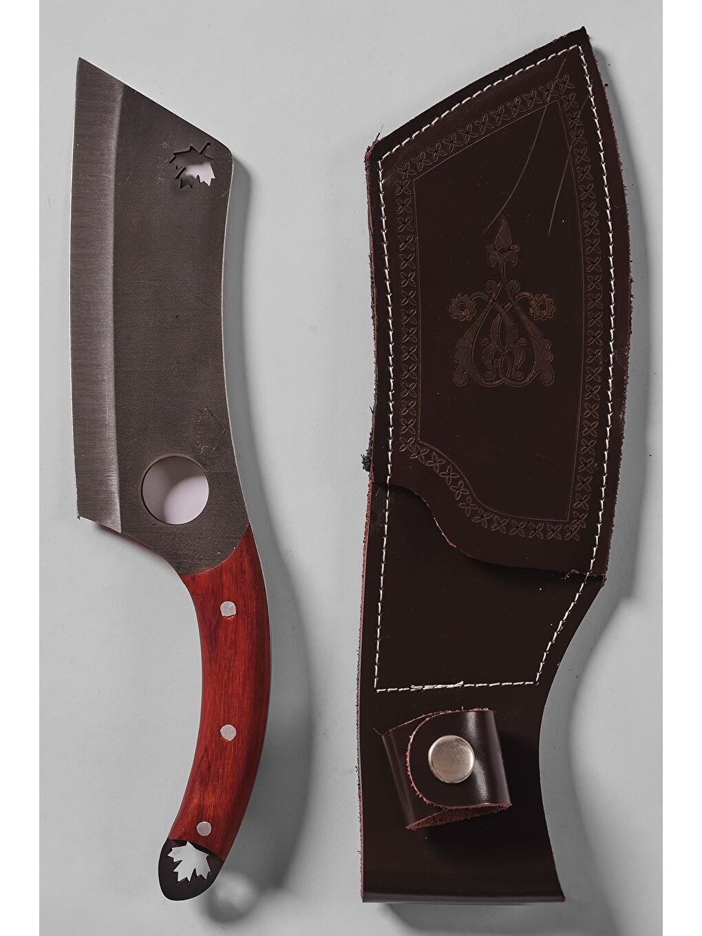 Kahverengi Chop | Mutfak Satır | Outdoor Kamp Doğa Şef Bıçağı | Kızıl Renk Sap-2