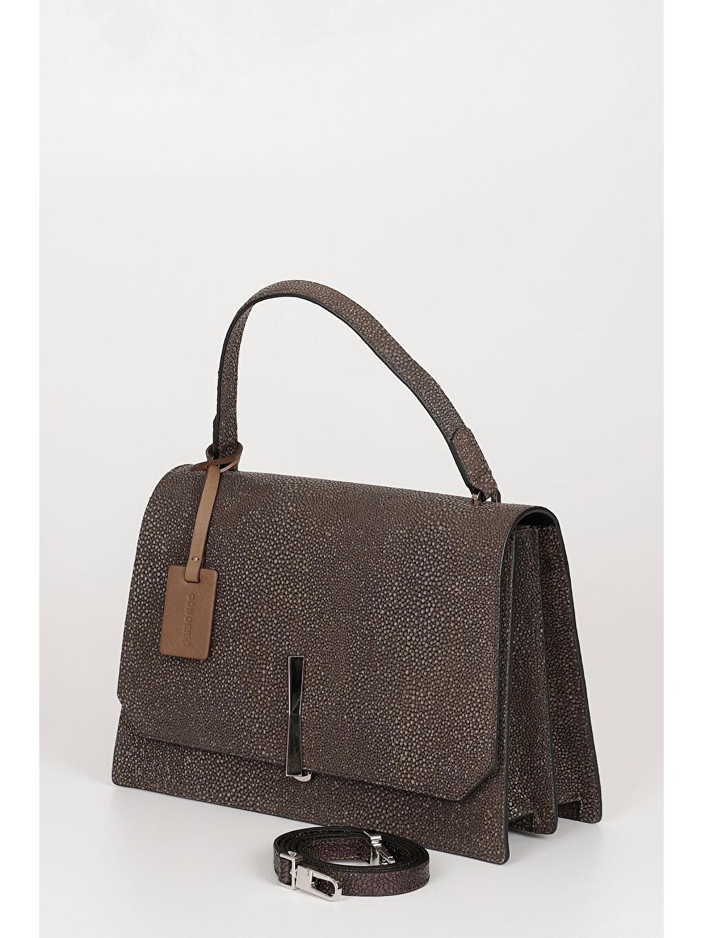 Bej Platinum Hakiki Deri Büyük Boy Kadın El Ve Omuz Çantası B7263-2